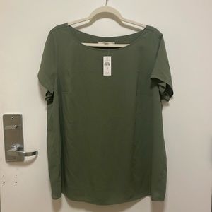 NWT LOFT Plus Size 16 Green Short Sleeve Blouse